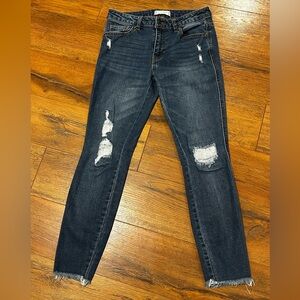 Harper Heritage Women’s 27 Mid Rise Skinny Denim Blue Jeans Frayed Distressed